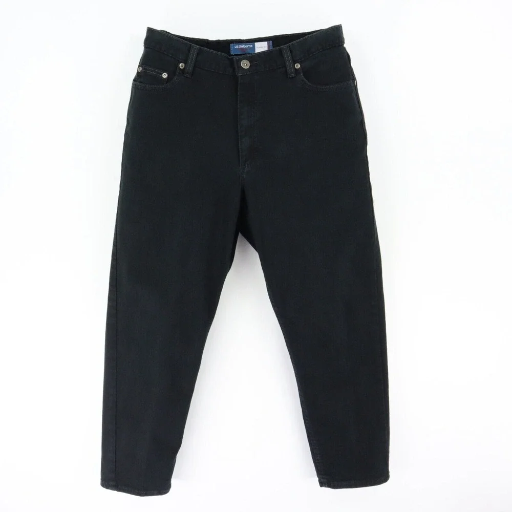 Liz Claiborne Jeans Classic Fit Womens 14P Black Stretch INSEAM: 27 RISE: 10.5